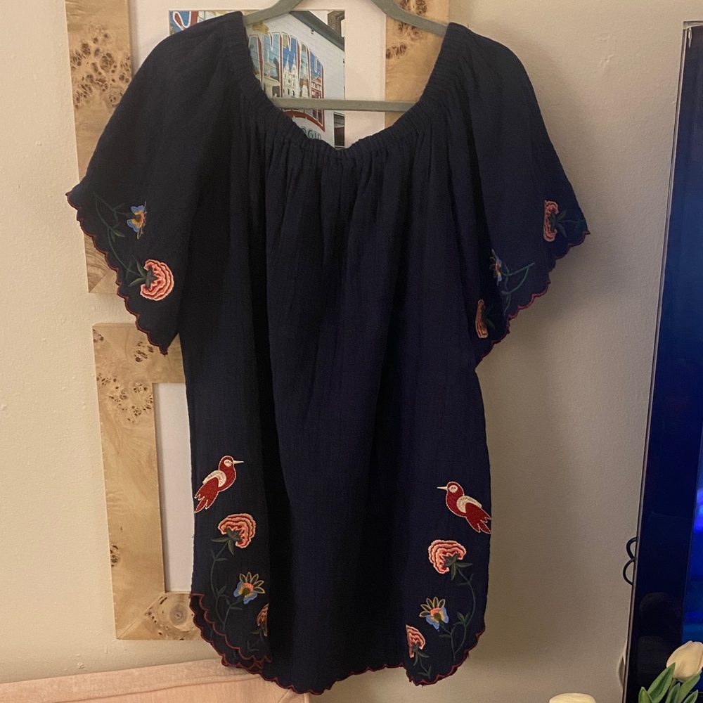 Umgee Navy Embroidered Dress/Tunic